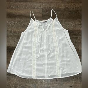 Sheer LOFT White Lace Trim Women's Top